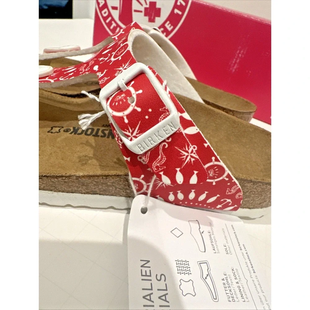 Birkenstock‎ Kids EU 30 US K12 Gizeh Sandals Nautical Print Red